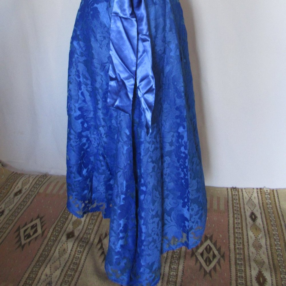 Royal Blue Lace Belted High Low Dress - Picture 3 of 11